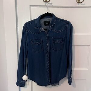 Rails Blue Long Sleeve Notched Collar Shirt